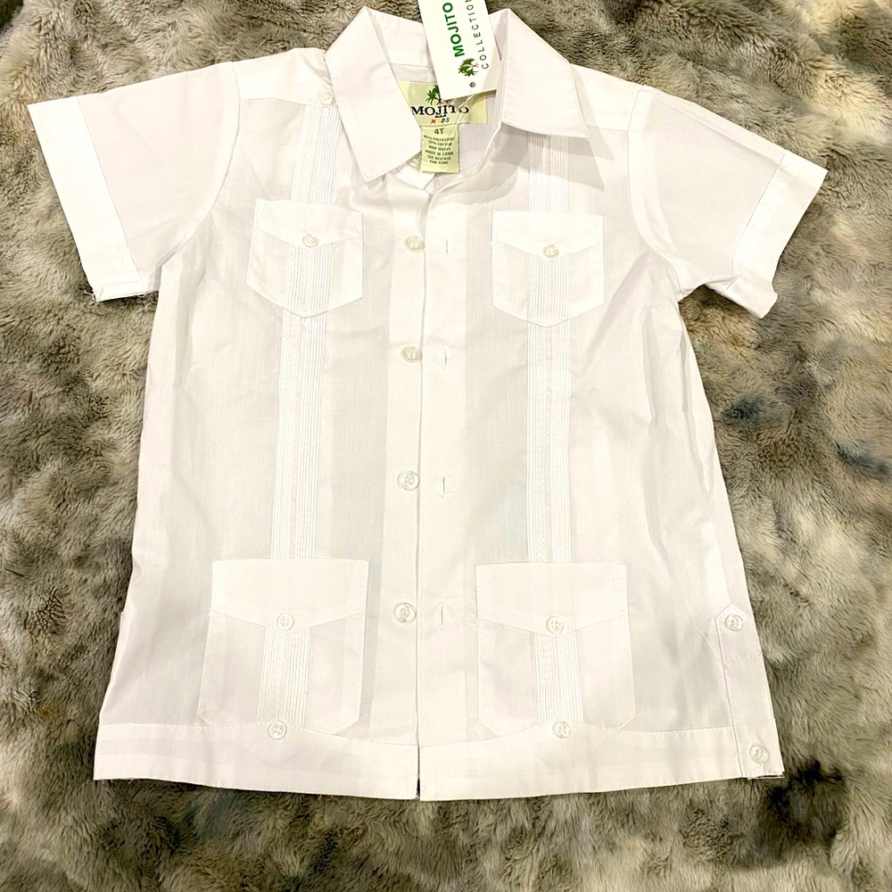 Boys shirt “ Guayabera” white NIB size 4